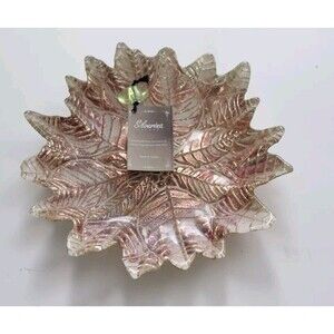 Silverina Decorative Handmade Silver Glass Bowl Made‎ In Turkey With Tag Leaves
